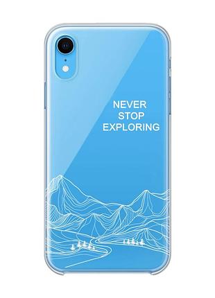Прозрачный чехол на iphone xr путешествуй (принт 407)