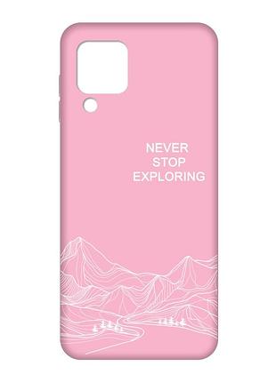 Матовый розовый чехол на samsung galaxy m32/a22/m22 4g путешествуй (принт 407)