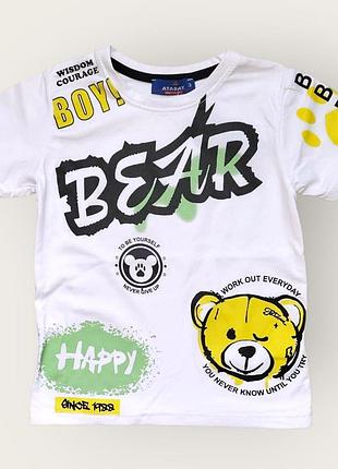 Футболка на мальчика atabay принт bear 116 белый