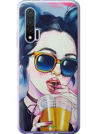 Чехол на huawei nova 6 арт-девушка в очках "3994u-1821-10746"