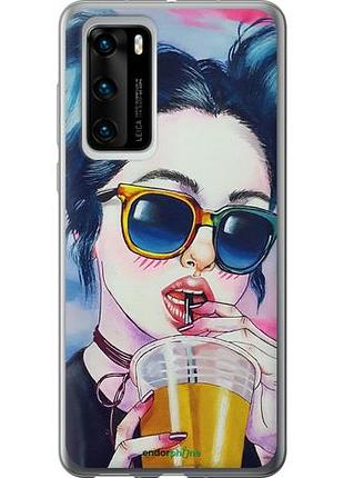 Чехол на huawei p40 арт-девушка в очках "3994u-1840-10746"