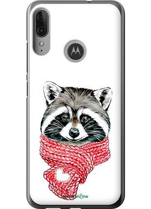Чехол на motorola moto e6 plus енот в шарфе "4688u-1780-10746"