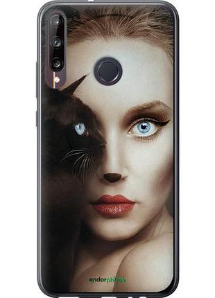 Чехол на huawei p40 lite e взгляд женщины и кошки "4041u-1875-10746"