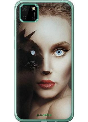 Чехол на huawei y5p взгляд женщины и кошки "4041u-1936-10746"