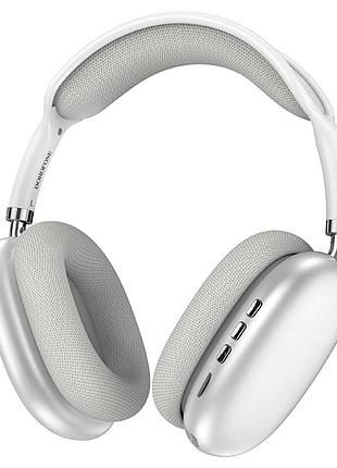 Навушники bluetooth бездротові borofone bo22 накладні з мікрофоном та слотом під карту пам'яті silver