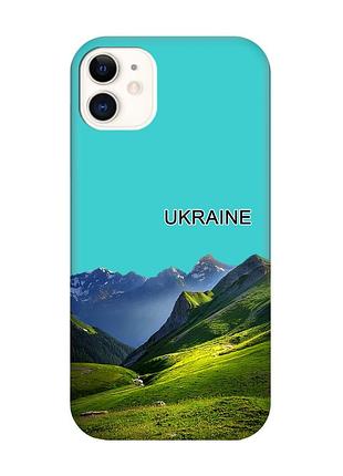 Матовий бірюзовий чохол на apple iphone 11 (6.1) карпати україна (принт 409)