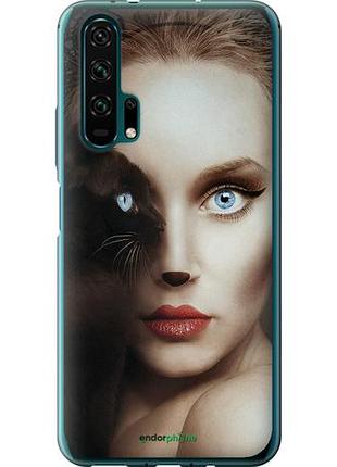 Чехол на huawei honor 20 pro взгляд женщины и кошки "4041u-1702-10746"