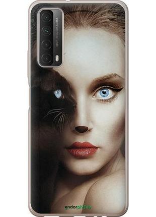 Чехол на huawei p smart 2021 взгляд женщины и кошки "4041u-2100-10746"