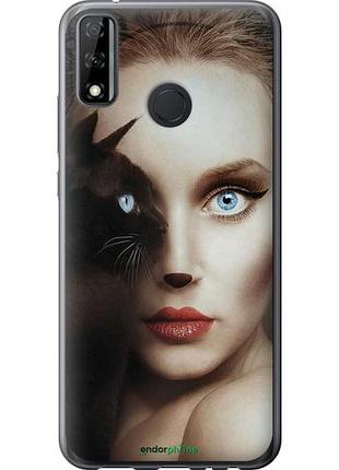 Чехол на huawei p smart 2020 взгляд женщины и кошки "4041u-2060-10746"