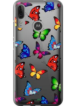 Чехол на motorola moto e6 plus красочные мотыльки "4761u-1780-10746"