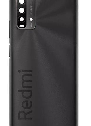 Кришка xiaomi redmi note 9, redmi 10x 4g зі склом камери, onyx black