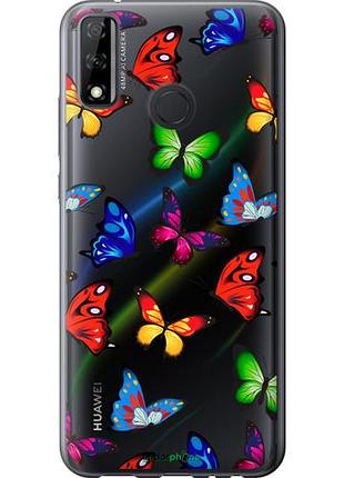 Чехол на huawei p smart 2020 красочные мотыльки "4761u-2060-10746"