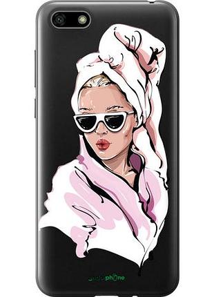 Чехол на huawei y5 2018 девушка в очках 2 "4714u-1500-10746"