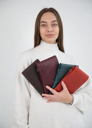 Женская кожаная сумка для телефона кроссбоди 22×13 см со съемным ремешком синяя