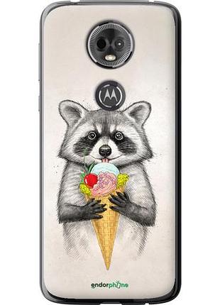 Чехол на motorola moto e5 plus енотик с мороженым "4602u-1412-10746"