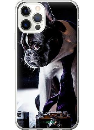 Чехол на iphone 12 бульдог-фотограф "142u-2053-10746"