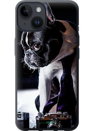 Чехол на iphone 14 бульдог-фотограф "142u-2648-10746"