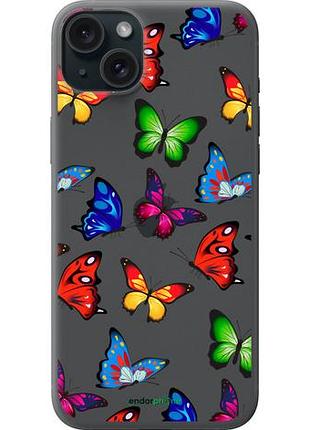 Чехол на iphone 15 plus красочные мотыльки "4761u-3097-10746"