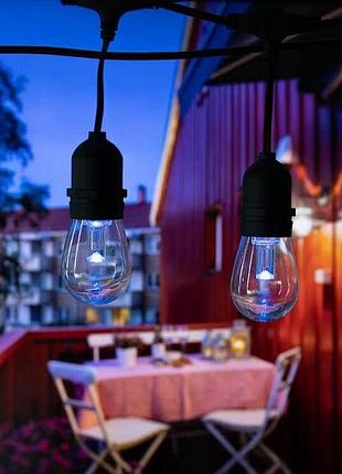Вулична гірлянда з ретро лампами led rgb edison 15шт, 220v, 10метрів з перехідником