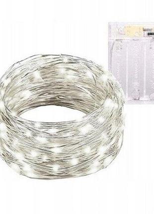 Світлодіодна гірлянда sun lamp крапля роси 100 led, 10м тепле біле світло, батарейки 3 аа