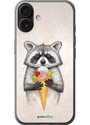 Чехол на iphone 16 plus енотик с мороженым "4602u-3714-10746"