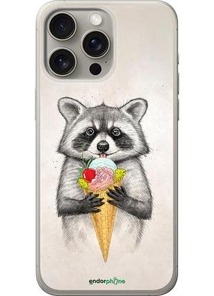 Чехол на iphone 15 pro max енотик с мороженым "4602u-3098-10746"