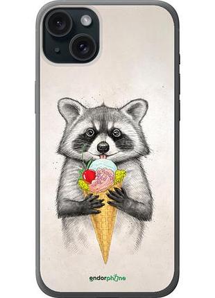 Чехол на iphone 15 plus енотик с мороженым "4602u-3097-10746"