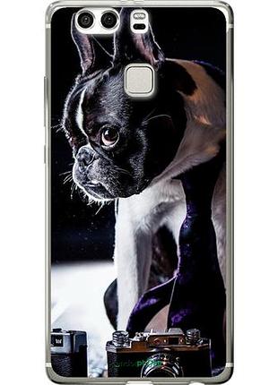 Чехол на huawei p9 plus бульдог-фотограф "142u-300-10746"