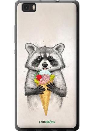 Чехол на huawei ascend p8 lite енотик с мороженым "4602u-126-10746"
