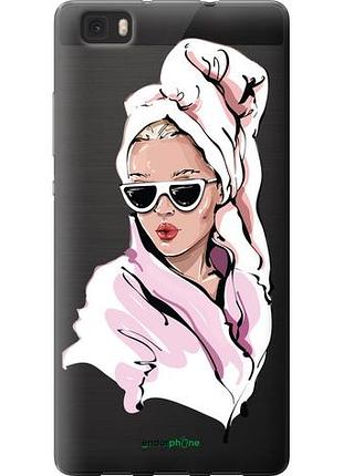 Чехол на huawei ascend p8 lite девушка в очках 2 "4714u-126-10746"