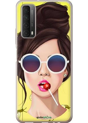 Чехол на huawei p smart 2021 девушка с чупа-чупсом "3979u-2100-10746"