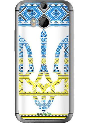 Чехол на htc one m8 герб - вышиванка желто-голубая "1197u-30-10746"