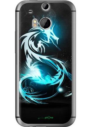 Чехол на htc one m8 dual sim бело-голубой огненный дракон "113u-55-10746"