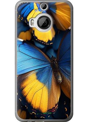 Чехол на htc one m9 plus желто-голубые бабочки "6046u-134-10746"