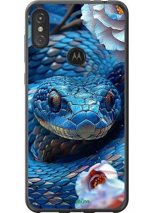 Чехол на motorola one power blue snake "6079u-1588-10746"