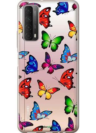 Чехол на huawei p smart 2021 красочные мотыльки "4761u-2100-10746"