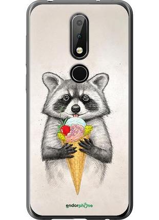 Чехол на nokia 6.1 plus енотик с мороженым "4602u-1539-10746"