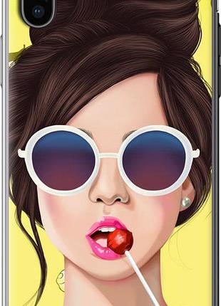 Чехол на iphone x девушка с чупа-чупсом "3979u-1050-10746"
