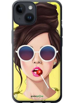 Чехол на iphone 14 девушка с чупа-чупсом "3979u-2648-10746"