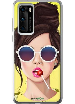 Чехол на huawei p40 девушка с чупа-чупсом "3979u-1840-10746"