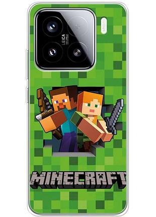 Чохол силіконовий з картинкою на xiaomi 15 (майнкрафт, minecraft)