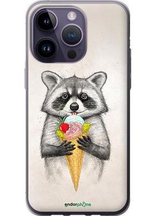 Чехол на iphone 14 pro max енотик с мороженым "4602u-2667-10746"