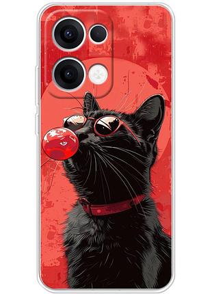 Чохол силіконовий з картинкою на oppo reno 13 (стильний котик)