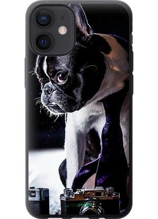 Чехол на iphone 12 mini бульдог-фотограф "142u-2071-10746"