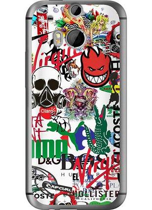 Чехол на htc one m8 many different logos "4022u-30-10746"