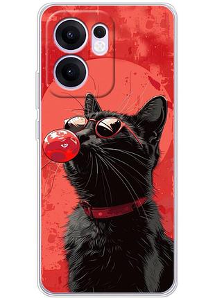 Чехол силиконовый с картинкой на oppo reno 13 f (стильный котик)
