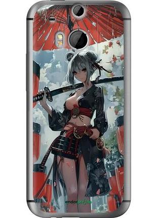 Чехол на htc one m8 гейша-воин "6124u-30-10746"
