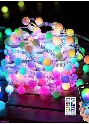 Гірлянда розумна світлодіодна музична 200led 20 метрів різнокольорові usb керування від смартфона гірлянда