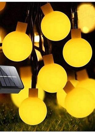 Вулична світлодіодна гірлянда sunlamp solar 7 метрів 50 led на сонячній батареї "молочні кулі"