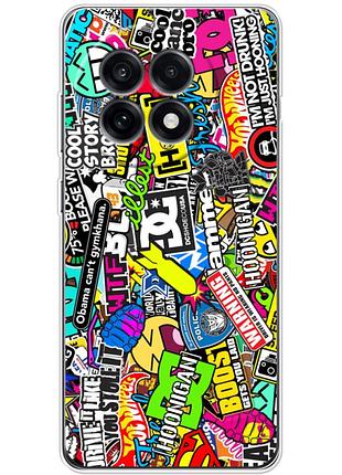 Чехол силиконовый с картинкой на oneplus 13 r (цветные наклейки)